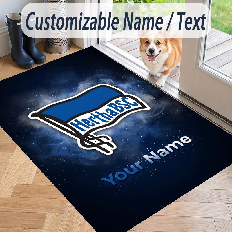 Custom Text Printed Rug hertha bsc Non Slip Floor Carpet For Home Room Decor