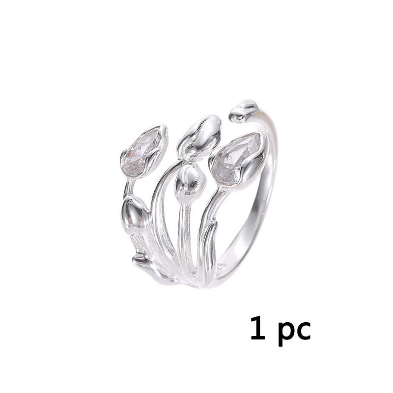 Женские кольца, маленькое свежее трехслойное кольцо с цветком тюльпана, женское кольцо Мори, холодный ветер, нежное кольцо на указательный палец, простые универсальные модели