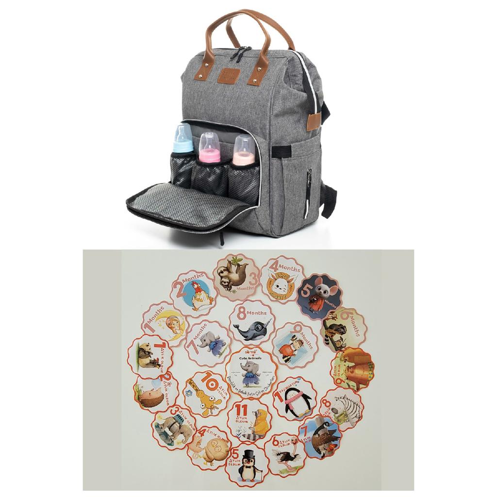 Черно-серый рюкзак для ухода за мамой и ребенком с бутылочкой-термосом, водонепроницаемая коляска с вешалкой