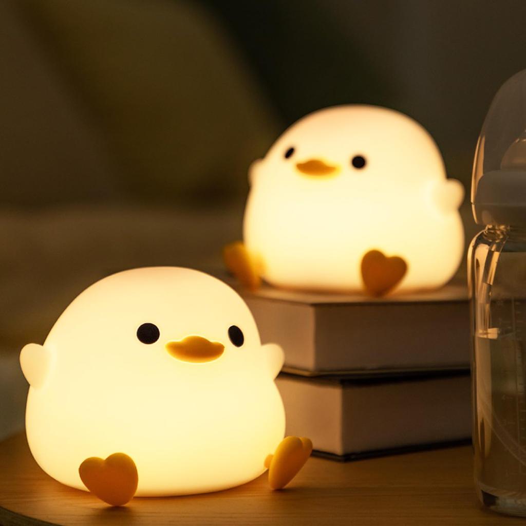 Duck Night Light, Cute Duck Gift for Girls, Duck Lamp Gift for Girls, Bedside Lamp for Nursery, ABS+SIL Touch Control, Portable, Rechargeable,