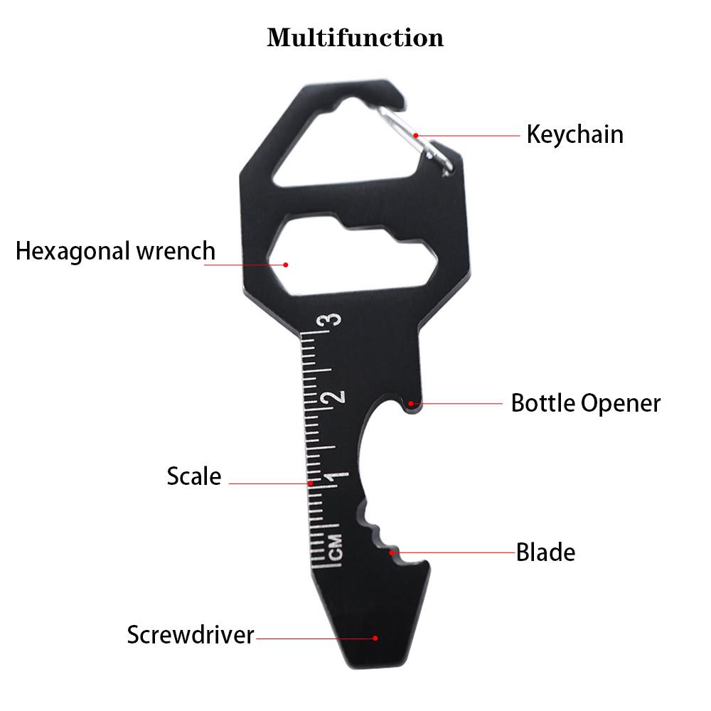 6 in 1 Utility Gadget Wrench Multi Tool Keychain Multipurpose Multi-use Mini Tool Hiking