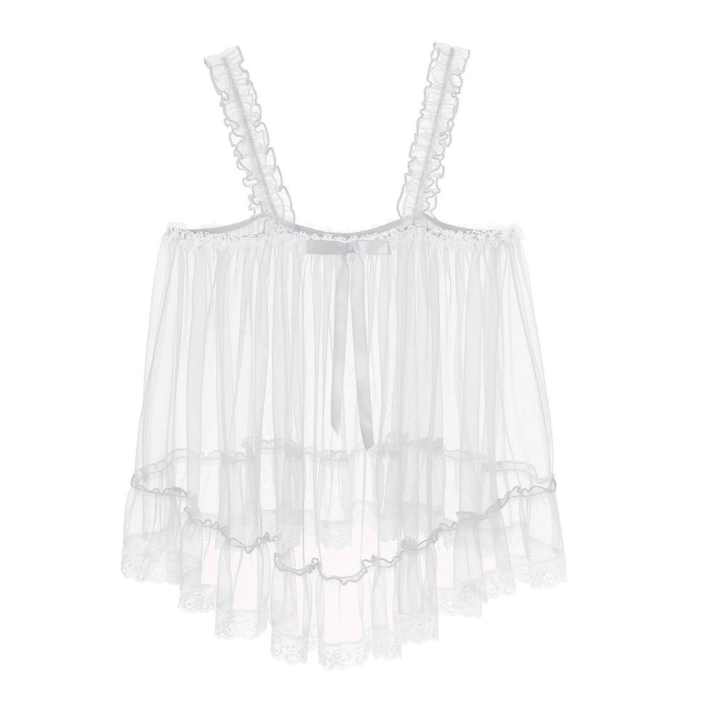 Мужское нижнее белье Sissy, прозрачное кружевное нижнее белье, платье, сексуальная сорочка, искушение, одежда для сна