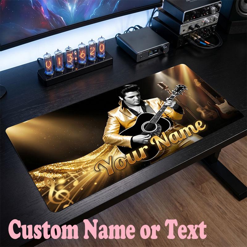Elvis Presley Customized Name Text Mouse Pad, Large Desk Mouse Mat Personalized Home Office Present