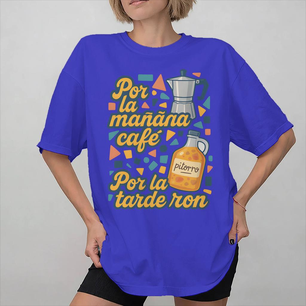 Por la Unisexana cafe por la tarde ron Tee Shirt for Unisex Women Graphic Print T Shirts Cotton Clothes