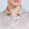 90% mulberry silk short sleeved shirt men's striped contrasting soft, skin friendly, comfortable, breathable fabric with texture