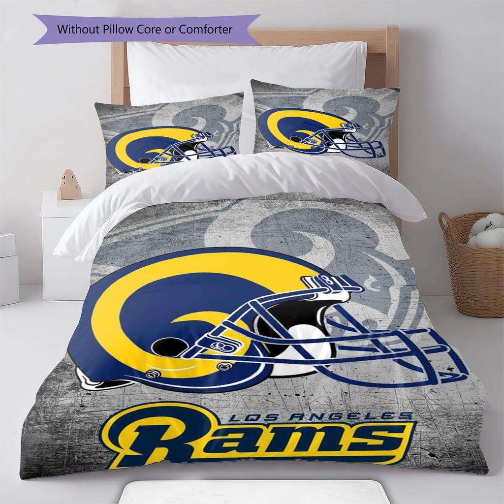Los Angeles Rams Logo Pattern Bedding Set Quilt Cover Pillowcase Home Decor Gift (1 * duvet cover + 2 * pillowcase, without core)