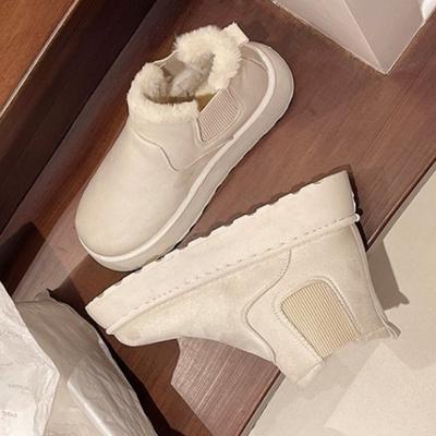 Ботильоны для женщин, зимний тренд, новые женские зимние ботинки с толстой подошвой, зимняя теплая хлопковая обувь, плюшевые хлопковые ботинки с круглым носком