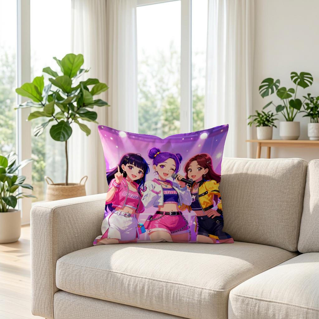 1Pc Stylish Idol Theme Printed Pillowcase, Zippered Cushion Cover, Machine Washable, Ideal For Home & Office Napping Decor
