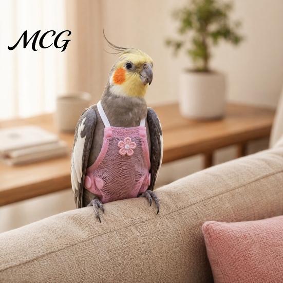 Parrot Travel Harness Diaper Clothes with Leash, Flight Diaper, Reusable Nappy Clothes, Outdoor Training for Parakeet Budgies Conure Lightweight
