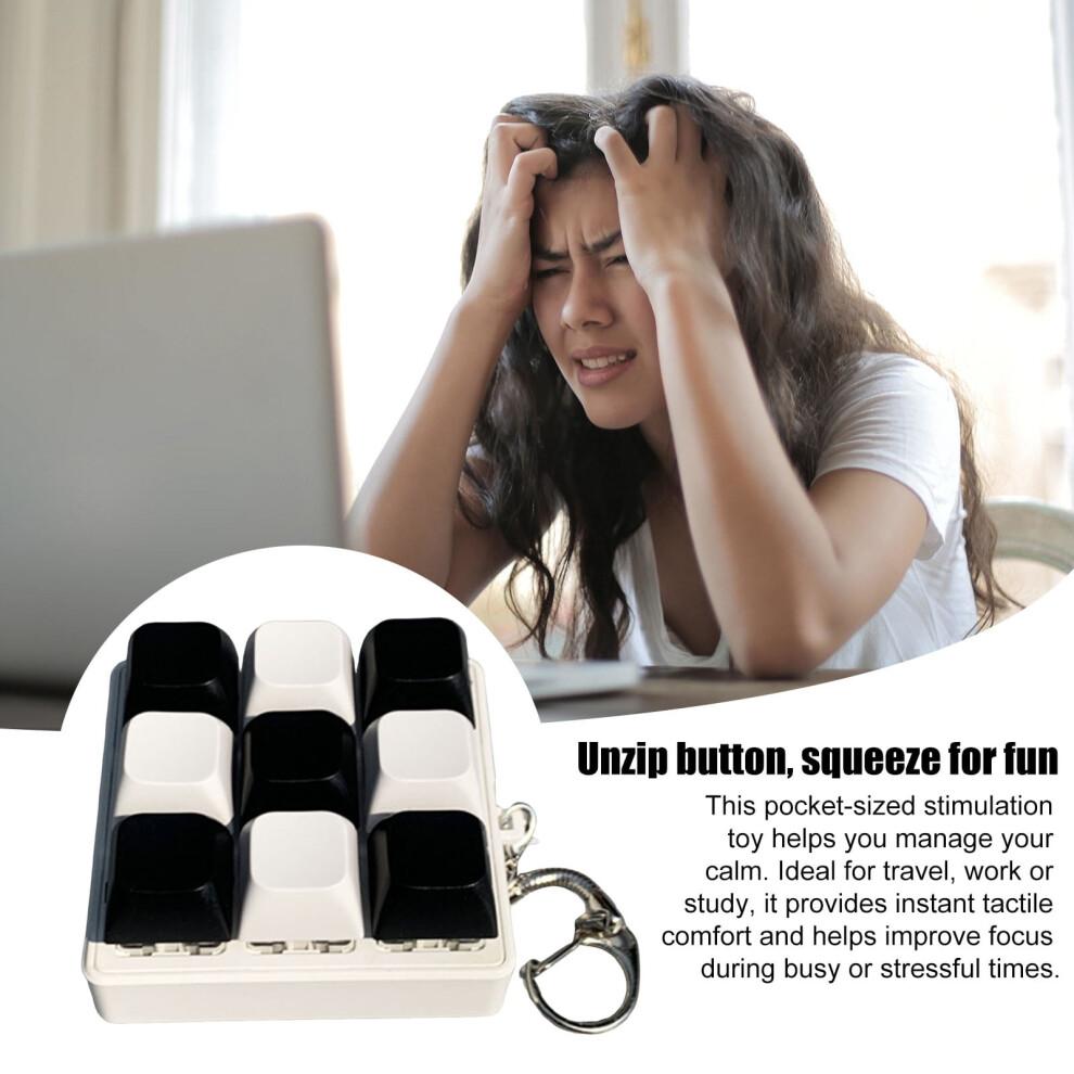 Keyboard Keychain Toy Portable Keyboard Stress Reliever Black White Keyboard Fidget Toy 9 Clicker Keychain for Stress Relief Portable Decompression