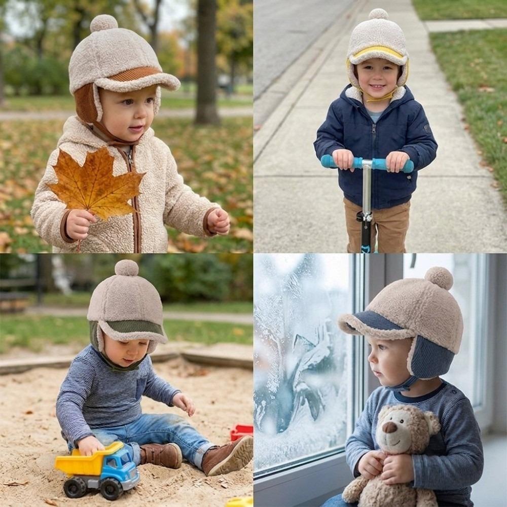 Thickened Kids Baseball Hat Cute Peaked Cap Cute Earflap Hat Skiing