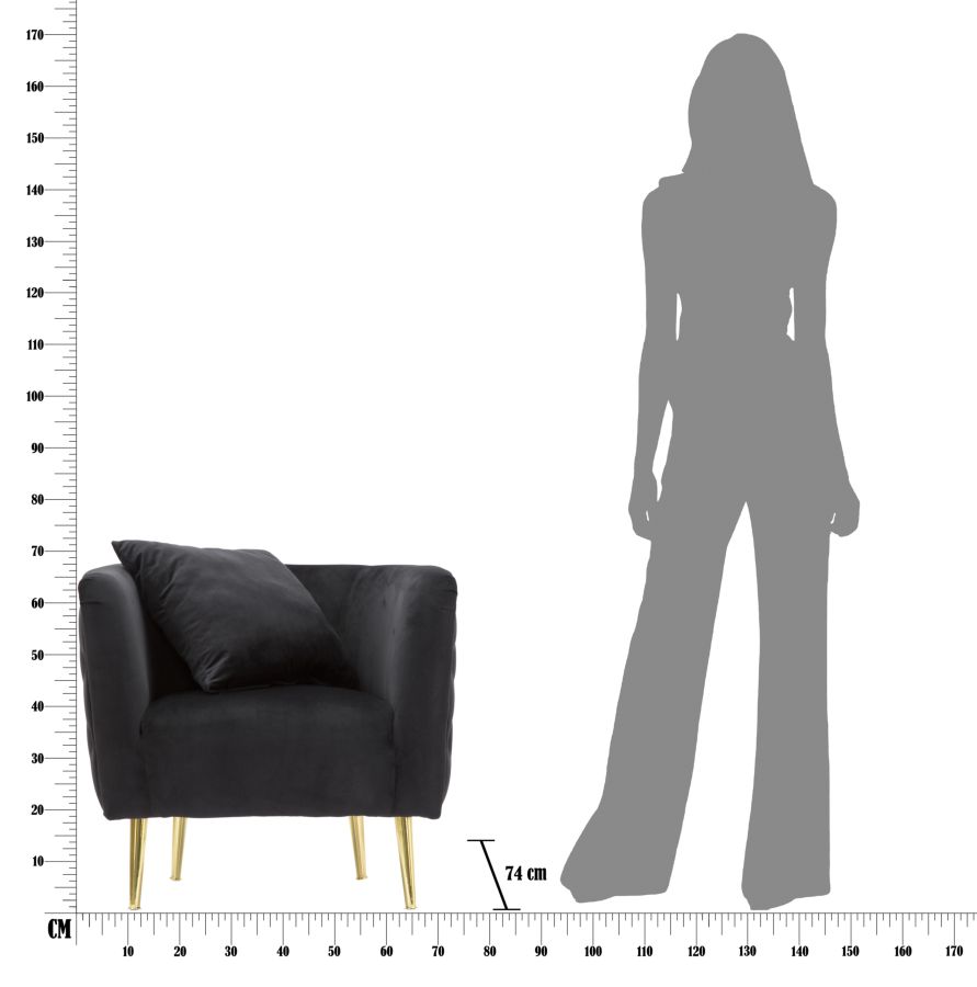 Armchair Bucarest Black Cm 76X74X71