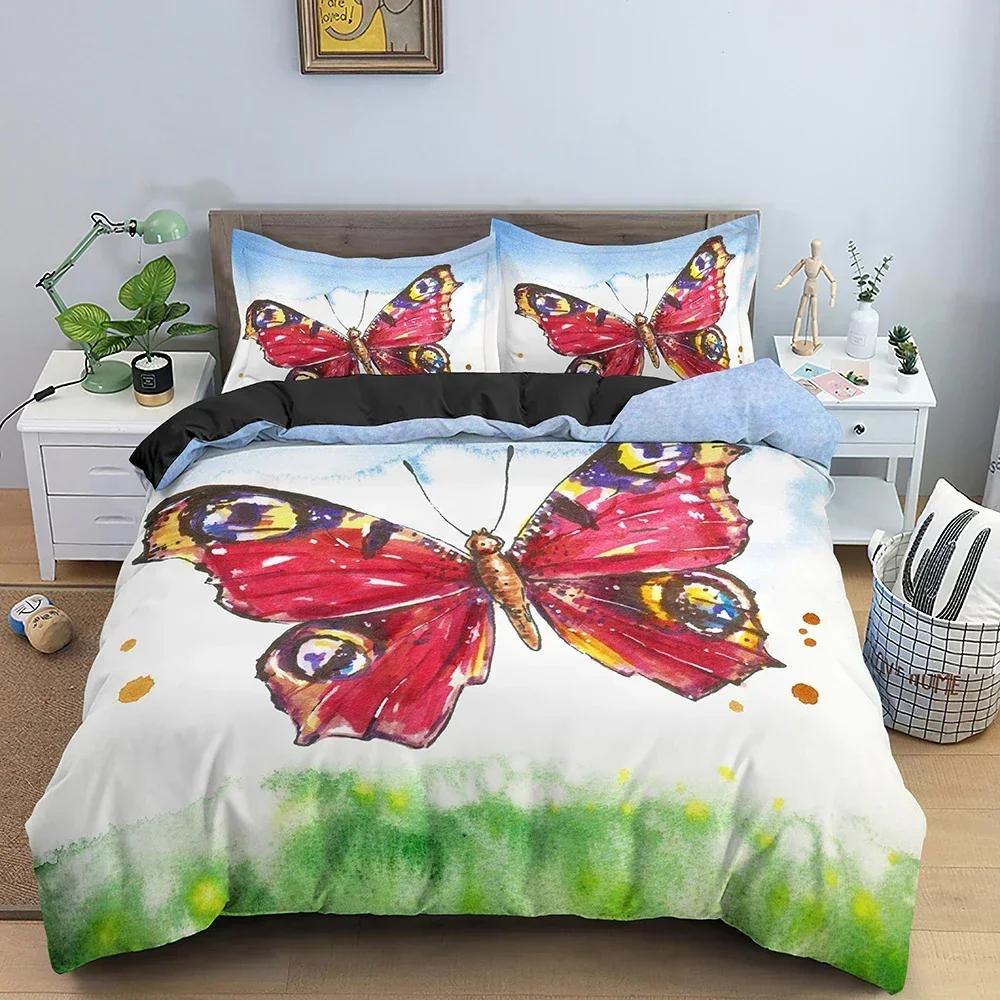 New 3D Print Butterfly Comfortable Duvet Quilt Cover Pillowcase Bedding Set Children Bedroom Decoration Home Textile