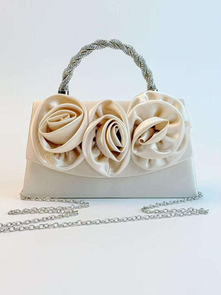 Клатч из шелка с бриллиантами в виде цветка: Модная вечерняя сумка кроссбоди