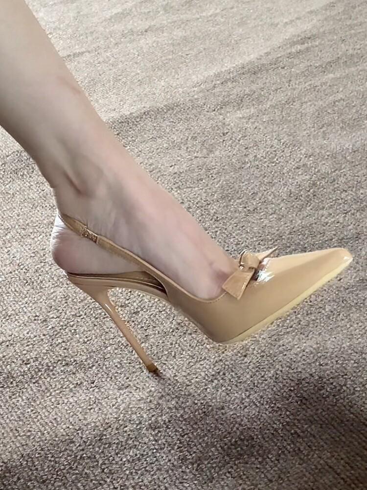 2026 summer new French pointed black bow high heels female sexy word with thin heel versatile single shoes