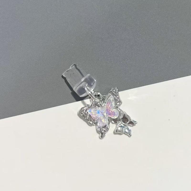 Подвеска-заглушка для мобильного телефона от пыли в виде бабочки с искусственным жемчугом и бриллиантами, украшение для iPhone Type-C Port