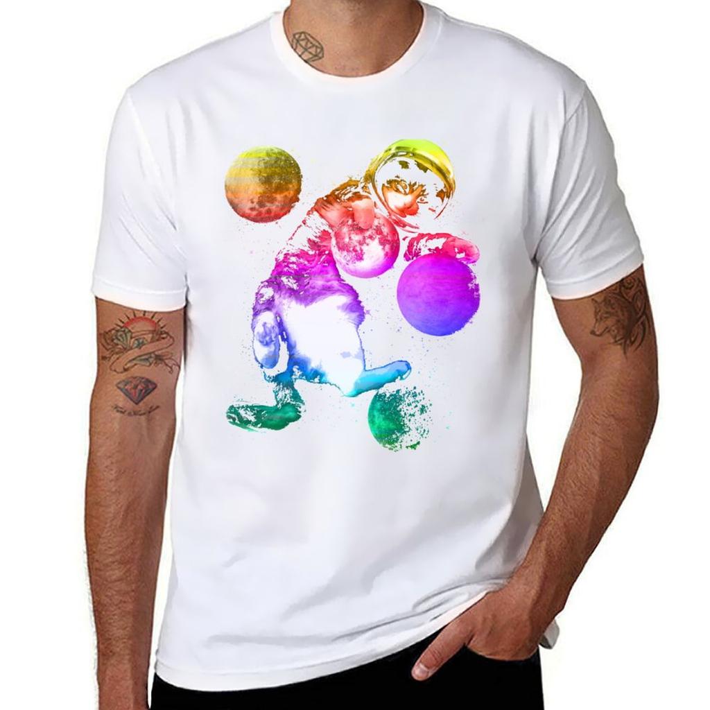 Planet Space Cat T-Shirt Minimalist Graphic Tee Shirt