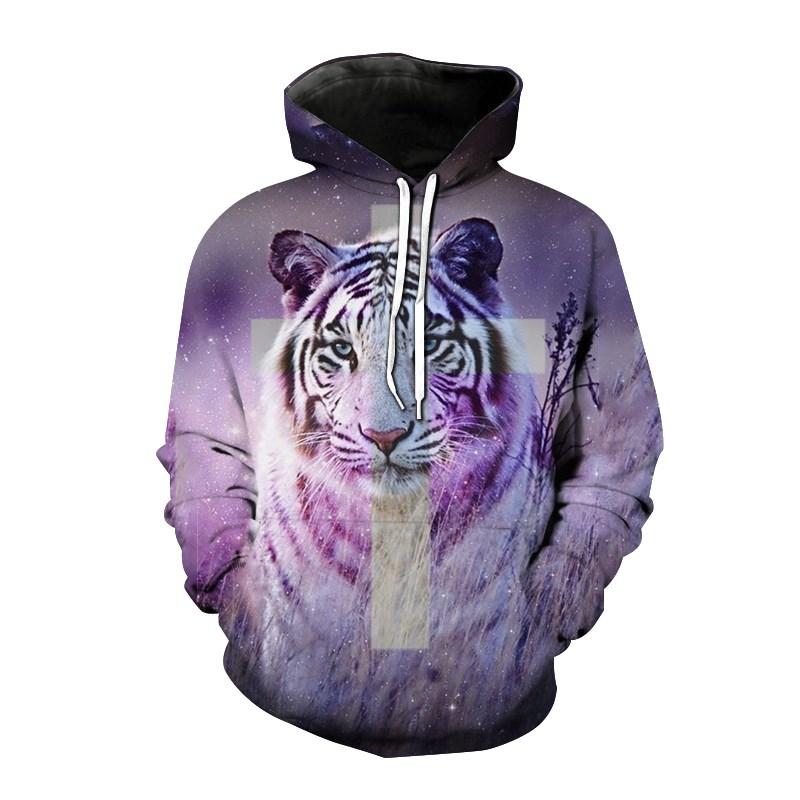 2023 Новые мужские спортивные толстовки с капюшоном с 3D принтом тигра и пейзажа, свободная толстовка с длинным рукавом, свитер с капюшоном