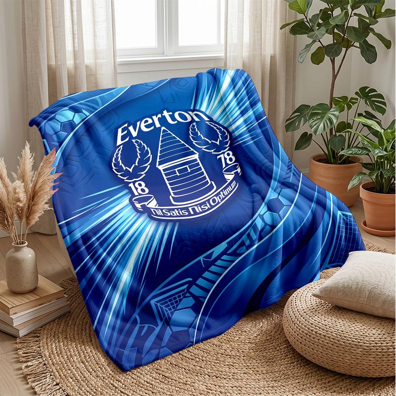 Everton Football Print Flannel Blanket, Soft Warm Lightweight Throw Blanket for Sofa Bed Camping