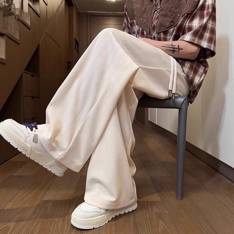 Универсальные мужские брюки на четыре сезона, струящиеся, широкие, модные, фактурные, удобные, свободного кроя