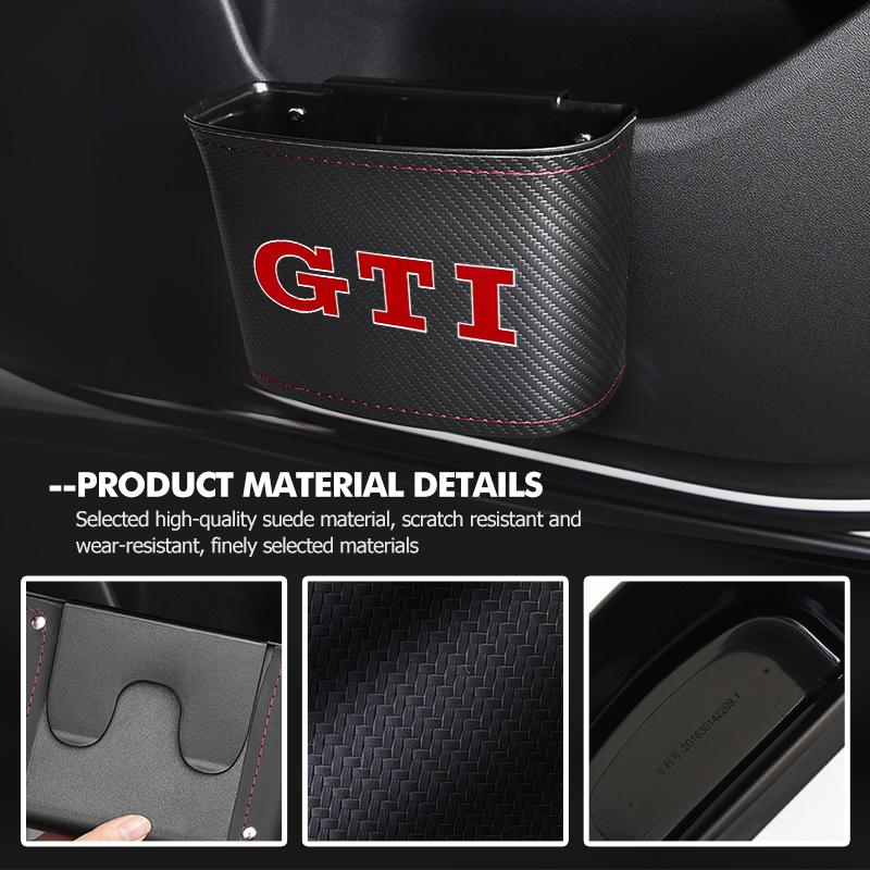 HIJK1 Emblems Leather Car Door Storage Box Phone Pocket Hanging Organizer For Volkswagen VW Passat B5 B5.5 2000- 2007 2008 2009 2010 T