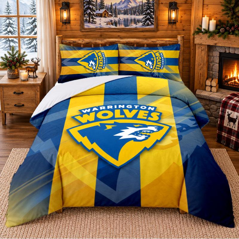 Printed 3Pcs Bedding Set Warrington Wolves Pattern Bed Sheet Pillowcase For Bedroom Decor