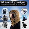 Yousheng Skiing Hat Waterproof 3-in-1 Thickened Fleece Lining Outdoor Riding Headgear Adjustable Drawstring Snowproof Thermal Hood