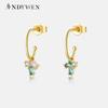 925 Sterling Silver Gold Spring Rainbow CZ Drop Earring Piercing Pendiente 2023 Wedding Special Jewels