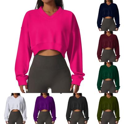 Женская повседневная модная сексуальная удобная спортивная толстовка с длинными рукавами и V-образным вырезом