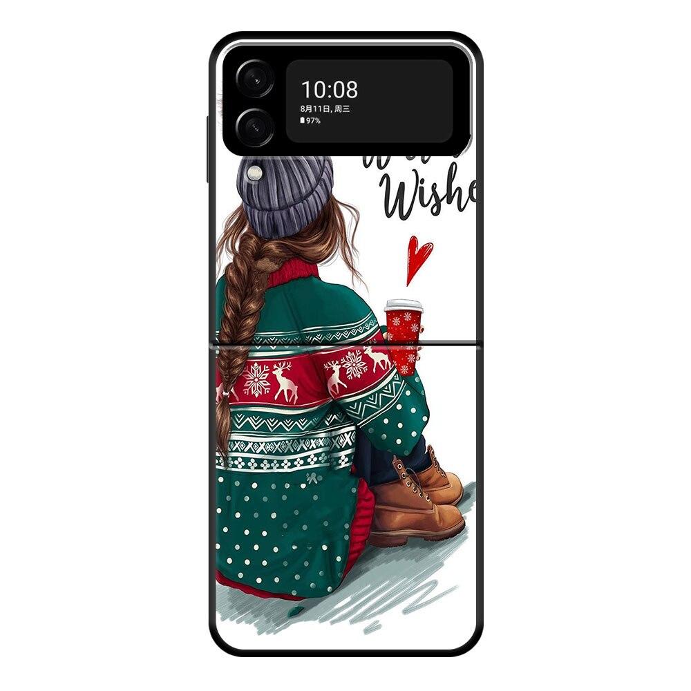 Подарочный чехол для телефона «Рождественская елка для девочек» для Samsung Galaxy Z Flip Z Flip3 5G Z Flip4 Жесткий матовый корпус из ПК