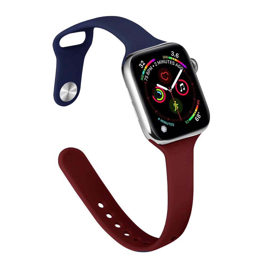 Ремешок для Apple Watch Band 40 мм, 44 мм, 45 мм, 41 мм, 38 мм, 42 мм, спортивный тонкий силиконовый браслет correa iWatch Series 8 Ultra 2 SE 7 6 3 9