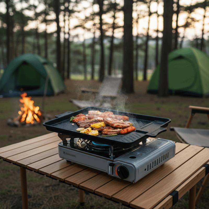 Universal Aluminum Alloy Korean-style Barbecue Pan Rectangular with Oil Drain Port Grill Meat Plate Non-stick Grill Tray Picnic