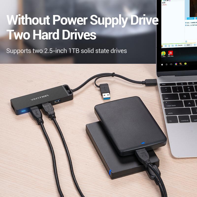 Vention USB3.0 и USB-C 2-в-1 Интерфейс к 4 портам USB 3.0 ХАБ Высокоскоростной 5 Гбит/с Micro-USB - CHTBB