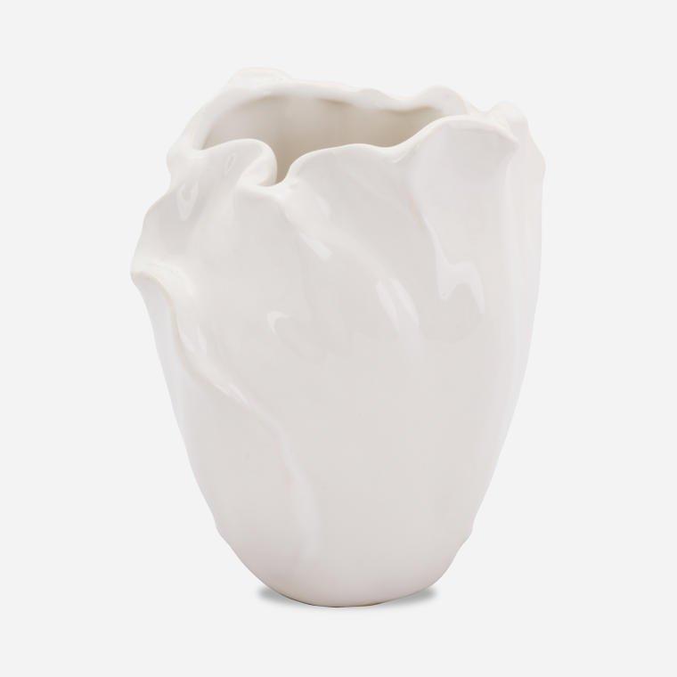 White Beauty ceramic vase in the shape of a flower petal