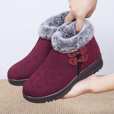 Новые зимние старые пекинские хлопковые туфли женские модные бархатные утолщенные спортивные нескользящие полиуретановые хлопковые туфли для мам среднего и пожилого возраста