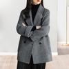 Women Winter Woolen Coat Formal Business Style Turn-down Collar Double-breasted Mid Length