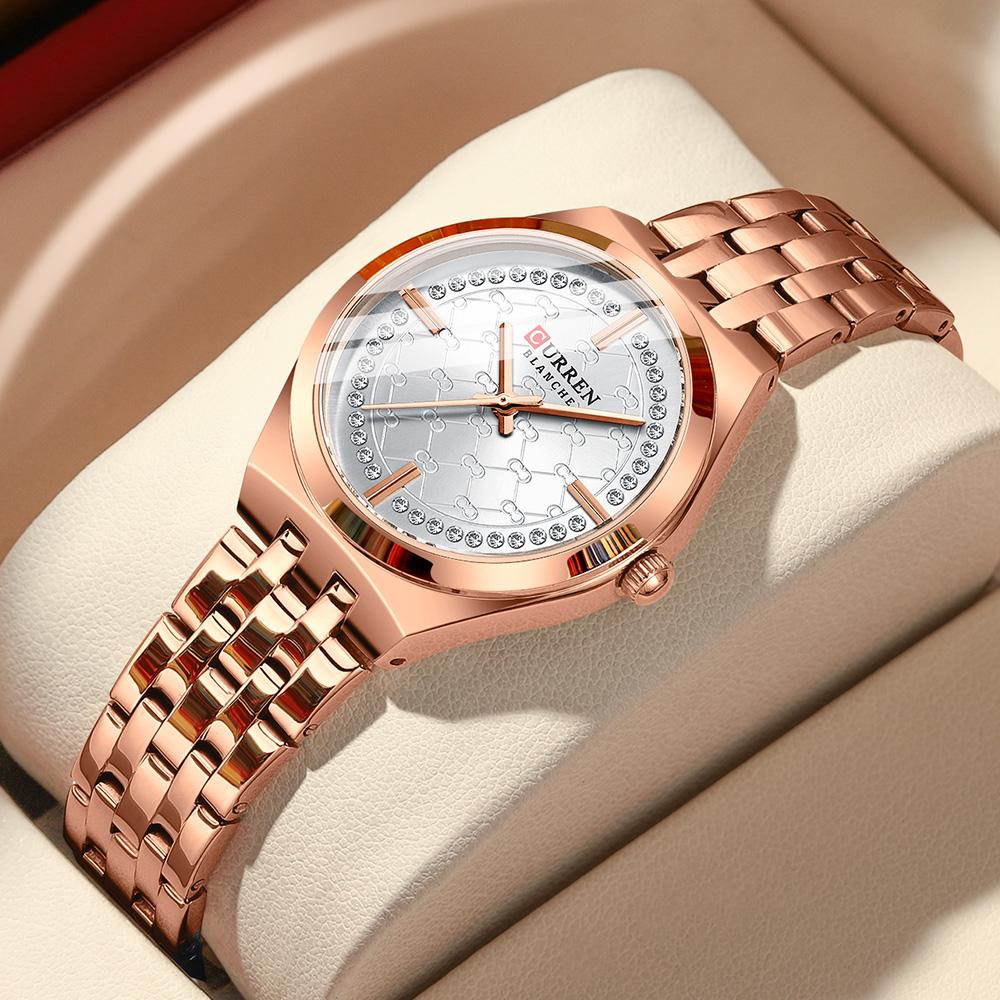CURREN Original Unique Dial Quartz Watch for Women Fashion Elegant Ladies Watches Stainless Steel Waterproof Women's Wristwatch