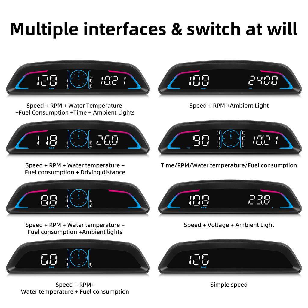 AD G3 / B3 Head Up Display OBD2 GPS Smart Car HUD Цифровой спидометр Охранная сигнализация RPM Температура воды Тахометр Часы