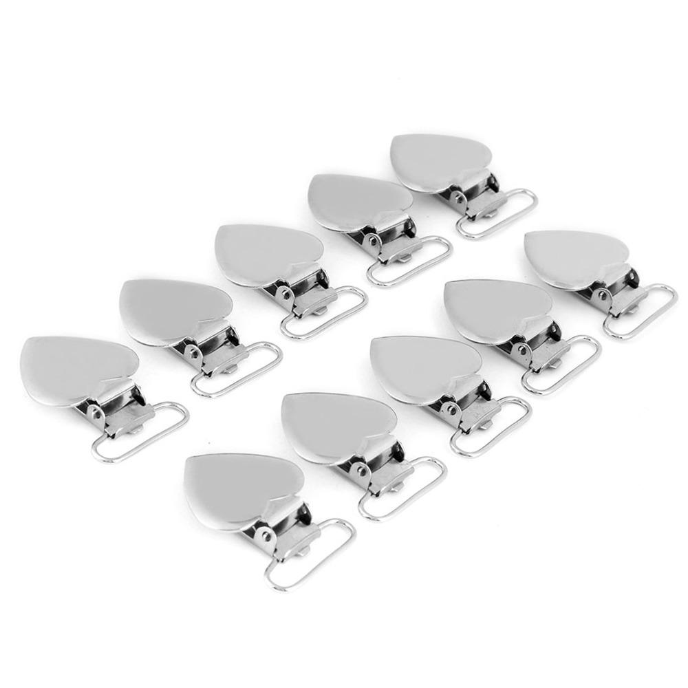 20pcs Silver Metal Suspender Clips Plastic Teeth Sheet Fasteners Heart Shaped Clips DIY Craft