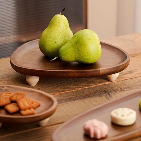 Деревянный поднос для демонстрации Маленький круглый деревенский поднос для подачи Подсвечник Поднос для украшений Фермерский Современный домашний декор