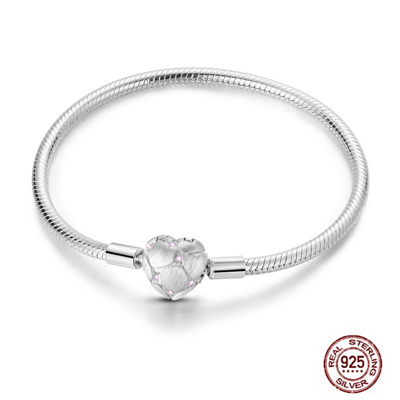 17-20CM Star Moon Bracelet 925 Copper Pink Heart Clover Charms Snake Chain Luminous Bracelet For Women DIY Birthday Zircon Gift