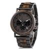 BOBO BIRD Casual Wrist Watch Wooden Stainless Steel Lightweight Chronograph Function Wooden Gift Box Men's &