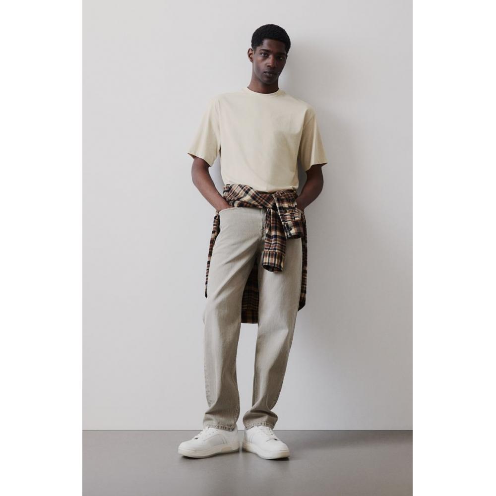 Футболка свободного кроя HM светло-бежевого цвета