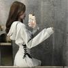 Streetwear Mini Dress Women Harajuku Hooded Bandage A Line Dresses Spring Autumn Korean High Waist Lace Up Slim Vestidos