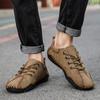 Men Brown Moccasins Hiking Shoes Handmade Black Flats Driving Shoes Casual Wide Head Shoes Plus Size