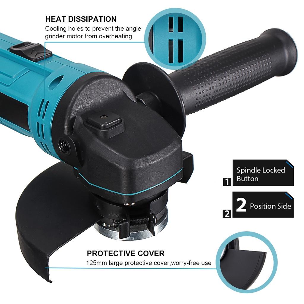 Беспроводная угловая шлифмашина 21 В 11000 об/мин Электрическая полировальная машина для резки с литиевой батареей Электроинструменты для аккумулятора 18 В Новая