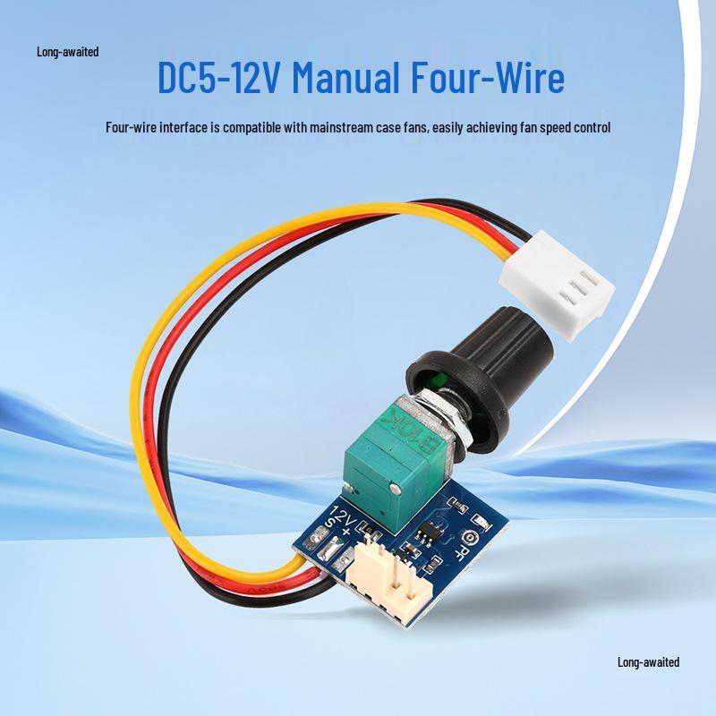 DC5-12V PWM Fan Speed Controller with Switch and Noise Reduction for 4-Wire Fans