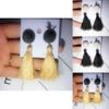 Sweet Elegant Korean Button Tassel Pendant Personality Long Temperament Earrings