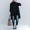 Spring Korean Version of The Turtleneck Thin Velvet Shirt Asymmetrical Hem Loose Sweater
