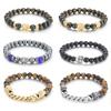 Tiger -Eyed Bead Bracelet Jewelry Gift Retro Black Agate Head Titanium Steel Men 'S Beading Bracelet